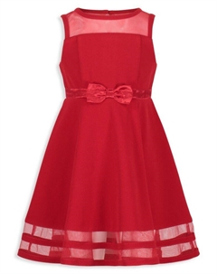 Платье Illusion с сетчатым подолом для девочек, вишня Calvin klein