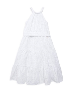 Платье макси с цветочным принтом и люверсами для маленьких девочек и девочек, белый Michael kors