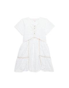 Кружевное платье на пуговицах для маленьких девочек и девочек, белый Ranee's