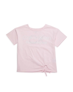 Многослойная футболка с завязками и логотипом для девочек, розовый Calvin klein