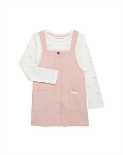 Комплект из двух предметов: футболка и платье для маленькой девочки, розовый Calvin klein