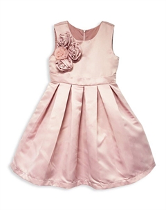 Атласное платье с розеткой для маленьких девочек и девочек, розовый Joe-ella
