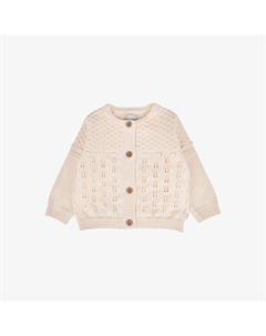 Кардиган хлопковой вязки с пуговицами и пуантами, 3–24 месяца, розовый The little tailor