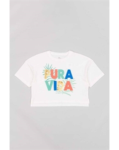 Детская хлопковая футболка на молнии, белый Zippy