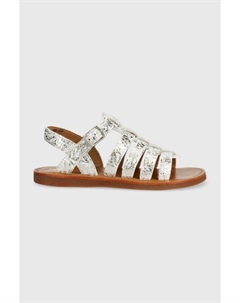 Детские кожаные сандалии, серебро Pom d'api