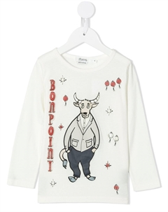 Футболка с длинными рукавами и графичным принтом, белый Bonpoint