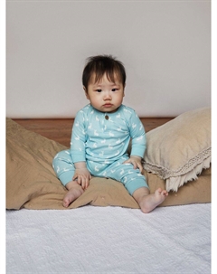 Комплект из трикотажного топа и брюк с длинными рукавами и принтом Baby Hare, синий The little tailor