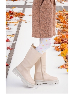 Сапоги для девочек 500 на длинной молнии KİKO KİDS, бежевый Kiko kids