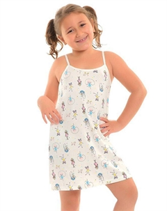 Хлопковая туника для девочек с тонкими бретелями и узором, экрю Little frog kids