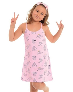 Хлопковая туника для девочек с тонкими бретелями и узором, розовый Little frog kids