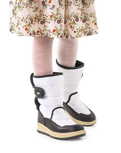 Lp 708090 Зимние сапоги для девочек с липучками и снежным рисунком. KİKO KİDS, белый черный Kiko kids