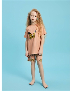 Пижамный комплект с короткими рукавами и шортами для девочек с круглым вырезом и принтом, рот щенка Pija pija