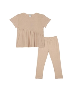 Розовый жаккардовый пижамный комплект с короткими рукавами Antebies