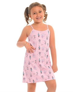 Хлопковая туника для девочек с тонкими бретелями и узором, розовый Little frog kids