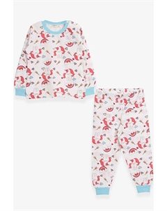 Пижамный комплект для девочки с рисунком единорога цвета экрю (1,5–5 лет) Breeze