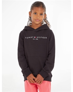 Детский пуловер с капюшоном Essential, черный Tommy hilfiger