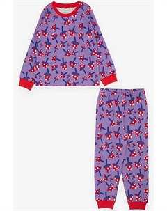 Пижамный комплект для девочки, сиреневый с грибным узором (1–4 года) Breeze