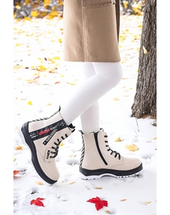 Сапоги для девочек на термоподошве на молнии 623 Skin KİKO KİDS, бежевый Kiko kids