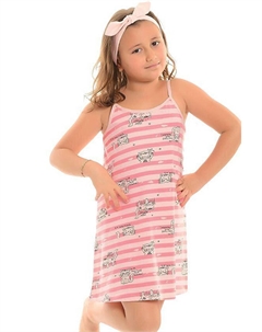 Хлопковая туника для девочек с тонкими бретелями и узором, персик Little frog kids