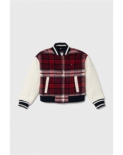 Детский бомбер из смесовой шерсти, красный Tommy hilfiger