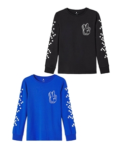 Пуловер Print Oberteil 2 er Pack Langarm Top NKMDAWSON, черный Name it