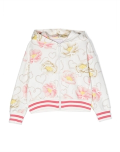 Куртка на молнии с цветочным принтом, белый Monnalisa