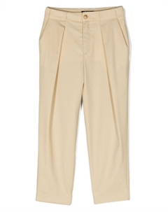 Kids шерстяные брюки чинос со складками, нейтральный цвет Balmain