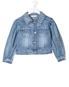Джинсовая куртка Daisy с вышивкой, синий Monnalisa
