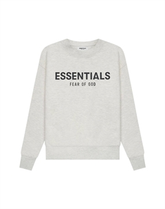 Детский пуловер с круглым вырезом, цвет Light Heather Oatmeal Fear of god essentials