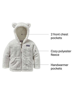 Флисовая куртка с капюшоном Furry Friends — для малышей, белый Patagonia