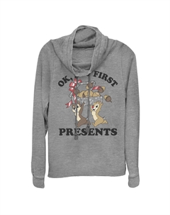 Пуловер с воротником-хомутом Disney's Christmas Chip & Dale Juniors "OK, но сначала подарки" Licensed character