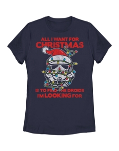 Детская футболка с изображением солдата «Звездные войны» и праздничными огнями, темно-синий Star wars