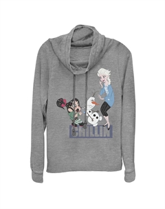 Удобный детский длинный топ с рисунком принцессы Эльзы Disney's Wreck It Ralph 2 Chill с воротником-хомутом Licensed character