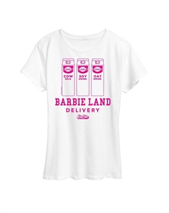 Футболка с рисунком Missy Plus Barbie The Movie Barbie Land Delivery, белый Licensed character