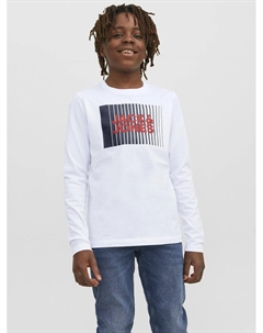 Топ с длинными рукавами JJECORP LOGO PLAY O NECK, цвет white Jack & jones junior