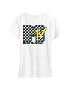 Женская футболка с клетчатым логотипом MTV и графическим рисунком, белый Licensed character