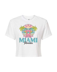 Укороченная футболка с рисунком Miami Florida для юниоров, белый Licensed character