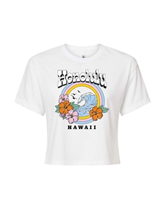 Укороченная футболка с рисунком Hawaii для юниоров, белый Licensed character