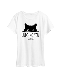 Женская футболка с рисунком Judgeing You Silly Cat, белый Licensed character