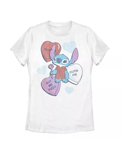 Детская футболка Disney's Lilo & Stitch с рисунком Candy Hearts ко Дню святого Валентина, белый Licensed character