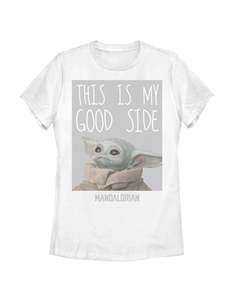 Детская футболка «Звездные войны, мандалорец, ребенок» с надписью «Это моя хорошая сторона», белый Licensed character