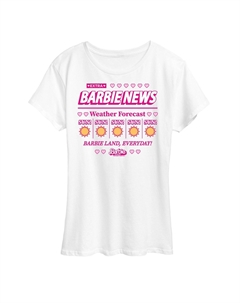 Футболка с короткими рукавами и рисунком Missy Plus Barbie The Movie News, прогноз погоды, белый Licensed character