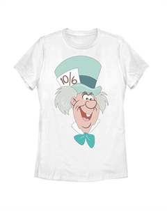 Футболка с большим лицом для юниоров Disney's «Алиса в стране чудес» Безумный Шляпник, белый Licensed character