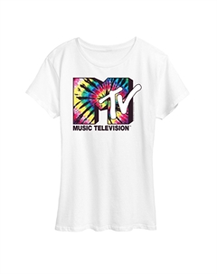 Женская футболка с графическим логотипом MTV Tie Dye, белый Licensed character