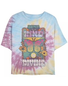 Укороченный топ с винтажным логотипом Juniors'being Kind Is Divine, футболка с рисунком тай-дай и рисунком тай-дай Licensed character