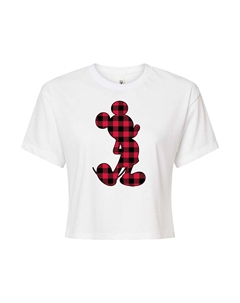 Укороченная футболка в клетку с рисунком Микки Мауса Disney's Juniors для детей, белый Licensed character