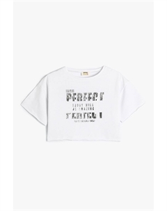 Короткая хлопковая футболка, белый Koton