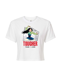 Укороченная футболка Disney's Mulan Juniors Tougher Tougher Than I Look, белый Licensed character