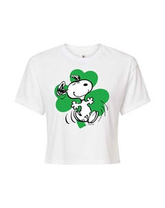 Укороченная футболка Juniors' Peanuts Snoopy Shamrock, белый Licensed character