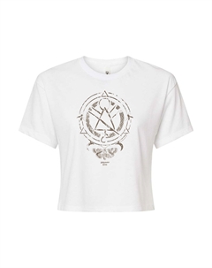 Укороченная футболка с длинными рукавами и символом моли Yellowjackets для юниоров, белый Licensed character